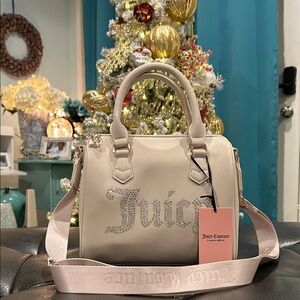 Juicy Couture Beige Satchel with Rhinestone Logo
